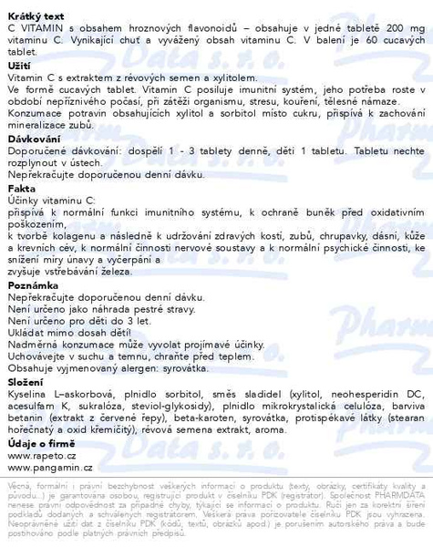 Příbalový leták - C-Vitamin 200mg Červené víno se sukralózou tbl.60