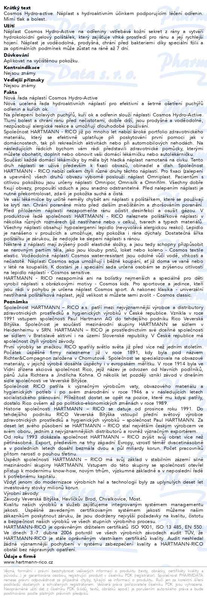 Příbalový leták - COSMOS náplast Na odřeniny 85x100mm 4ks Hydro-Act