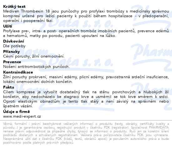 Příbalový leták - mediven Thrombexin 18 lýtková punč. vel.L bílá