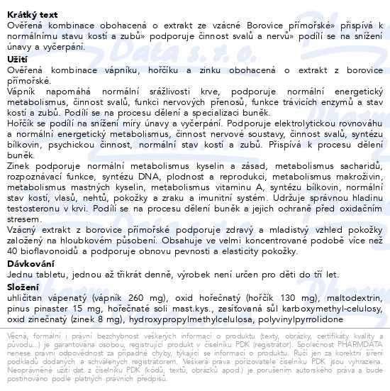 Příbalový leták - nefdesanté Vápník Hořčík Zinek Skinkomplex tbl.90