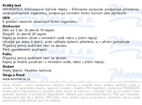 Příbalový leták - AROMATICA Echinaceové bylinné kapky od 3 let 100ml