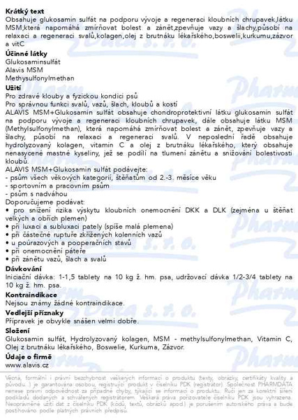 Příbalový leták - ALAVIS MSM+Glukosamin sulfát tbl.60