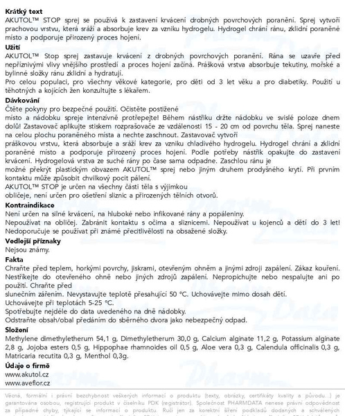 Příbalový leták - AKUTOL STOP spray 60ml
