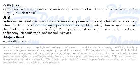 Příbalový leták - SOFTCLINIC Nitril ruk.vyšetř.nepudr.modré M 100ks