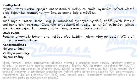 Příbalový leták - Protex antibakteriální mýdlo Herbal 90g