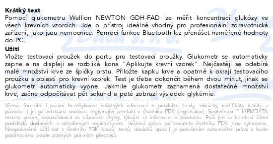 Příbalový leták - Wellion NEWTON GDH-FAD glukometr set