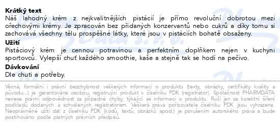 Příbalový leták - Allnature Pistáciový krém 140g