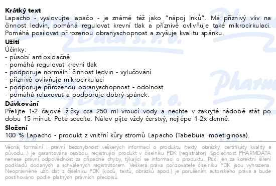 Příbalový leták - Allnature Čaj Lapacho 250g