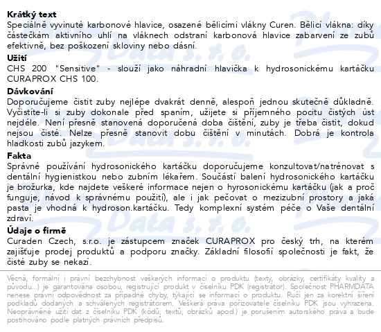Příbalový leták - CURAPROX Hydrosonic Black is White hlavice 2ks