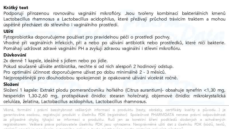 Příbalový leták - Fytofontana Gyntima fytoprobiotics cps.60