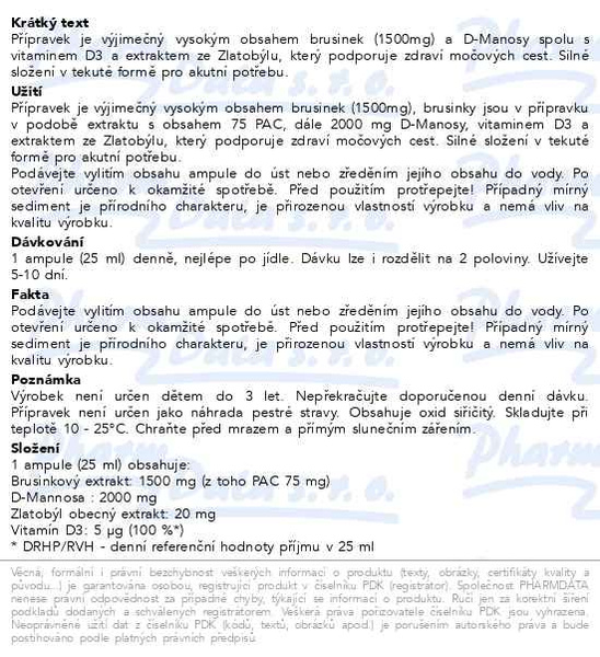 Příbalový leták - Brusinky Forte Akut 1500mg + D-Manosa 10 ampulí