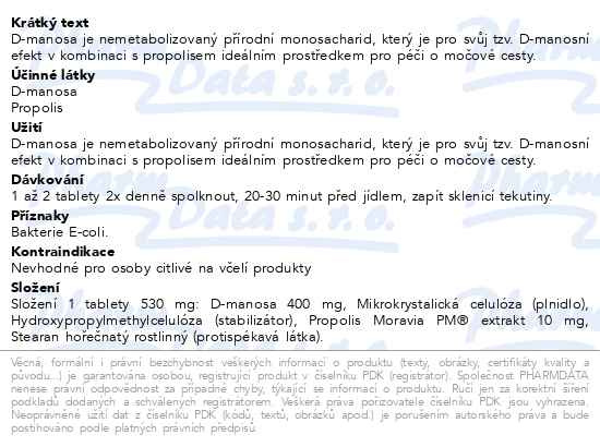 Příbalový leták - D-manosa s propolisem PM tbl.30
