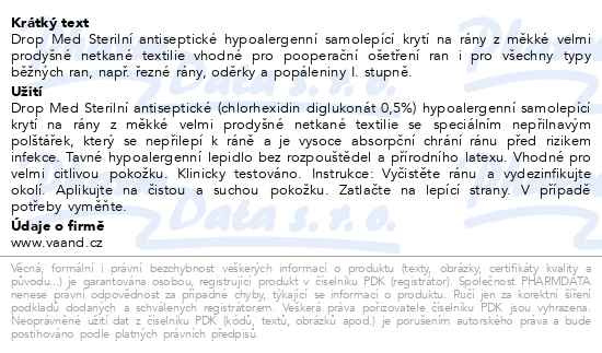 Příbalový leták - DROP MED Rychloobvaz Steril. Antisep 10.5x15cm/5ks