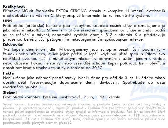 Příbalový leták - MOVit Probiotika EXTRA STRONG cps.90