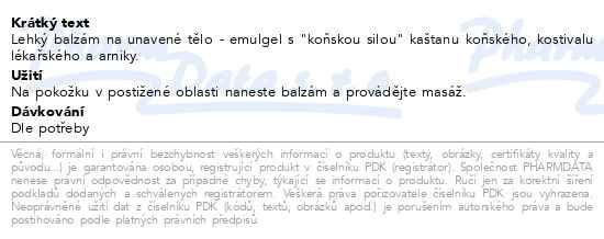 Příbalový leták - BIONE bylin.balzámArnika/Kaštan koňský 300ml