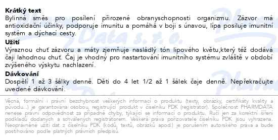 Příbalový leták - LEROS Imunita prohřátí Zázvor&Lípa n.s.20x2g