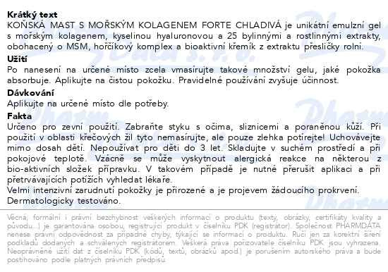 Příbalový leták - Koňská mast s kolagenem forte chladivá 200 ml