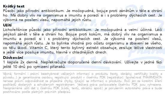 Příbalový leták - Allnature Lichořeřišnice bylinný extrakt cps.60