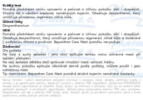 Příbalový leták - Bepanthen Baby mast 3.5g