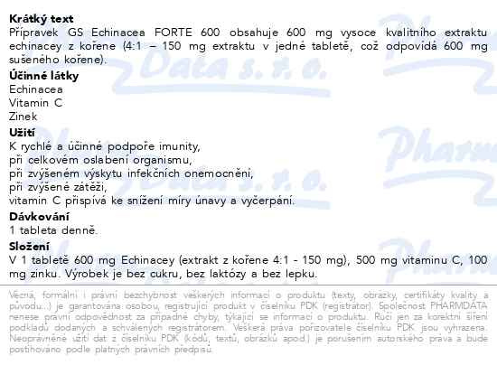 Příbalový leták - GS Echinacea Forte 600 tbl.30 2016