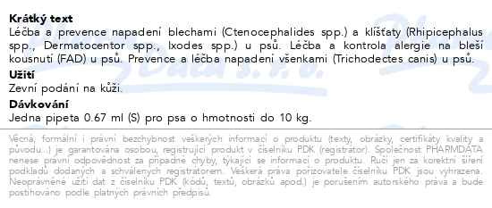 Příbalový leták - Frontline Spot On Dog 2-10kg pipeta 3x0.67ml