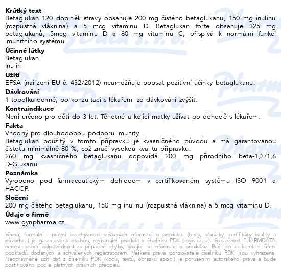 Příbalový leták - Betaglukan IMU+ 200mg tob.120+FORTE+ 250mg tob.30