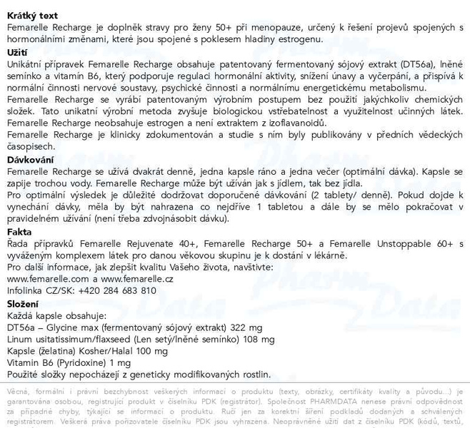 Příbalový leták - Femarelle Recharge 50+ cps.56