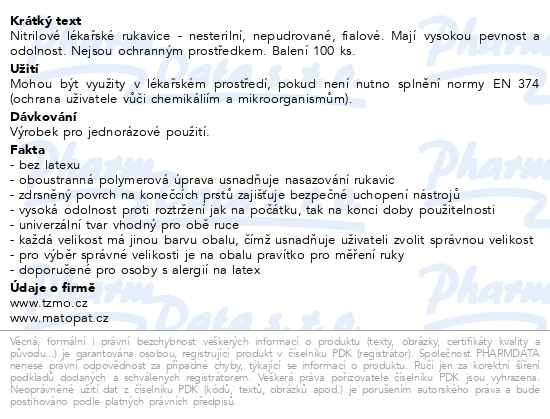 Příbalový leták - Ambulex Nitryl rukavice nepudrové violet M 100ks