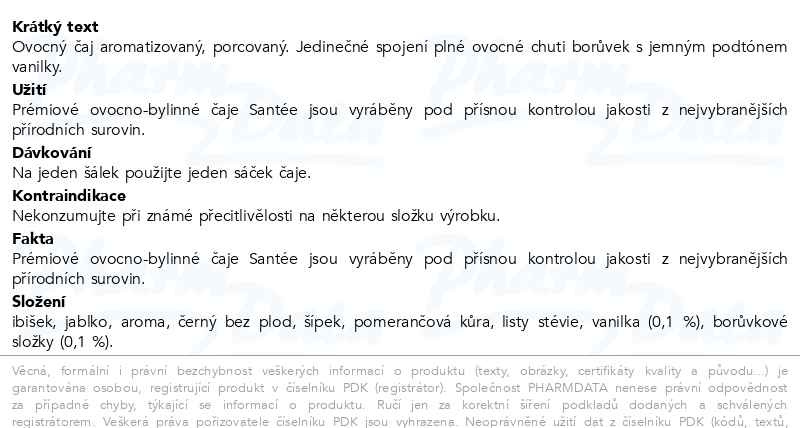Příbalový leták - Santée Borůvka&vanilka 20x2g