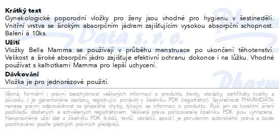 Příbalový leták - Bella Mamma poporodní vložky 10ks