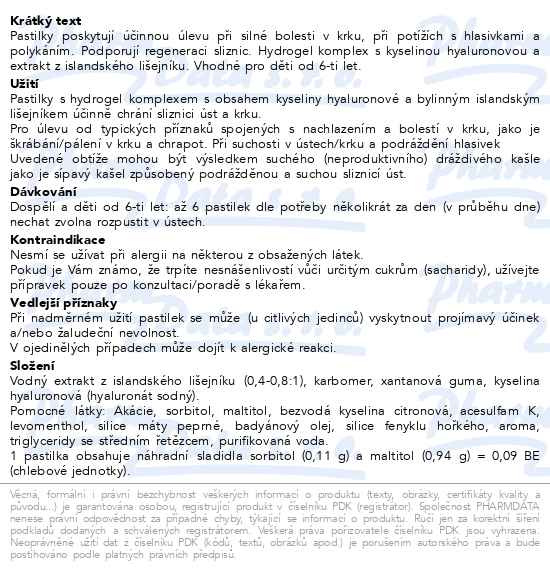Příbalový leták - Isla Medic Acute 20 pastilek
