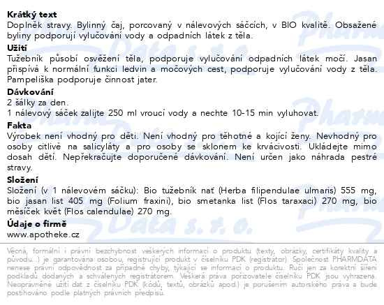 Příbalový leták - Apotheke BIO Na odkyselení s měsíčkem 20x1.5g