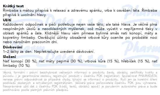 Příbalový leták - LEROS Pokojná hlava 20x1.5g