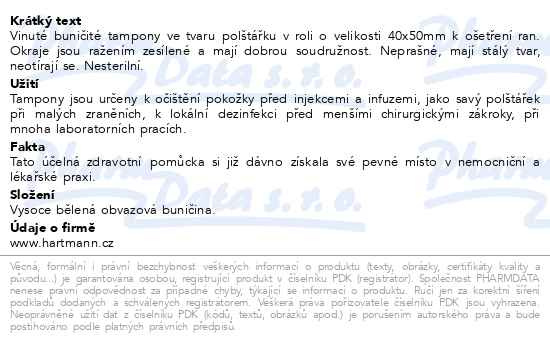 Příbalový leták - Vata buničitá dělená Pur-Zellin 40x50mm/500ks