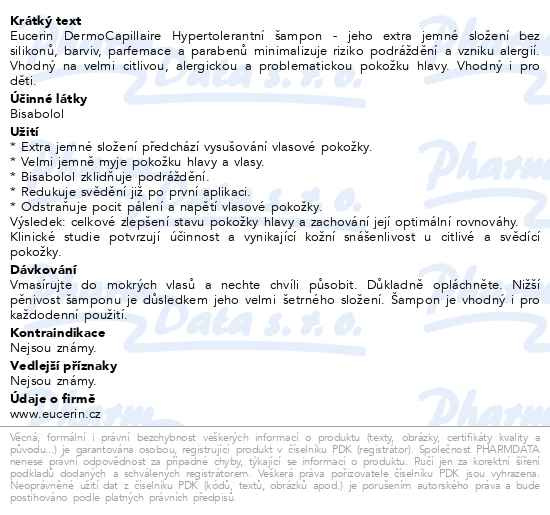 Příbalový leták - EUCERIN DermoCapill.hypertolerantní šampon 250ml