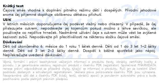 Příbalový leták - LEROS Dětský čaj Jahůdka 20x2g