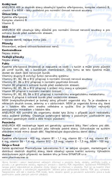 Příbalový leták - ANEUROX 400 PharmaSuisse tbl.30