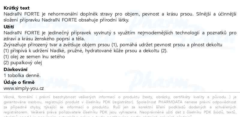Příbalový leták - NadraIN FORTE větší objem a pevnost ňader tob.60