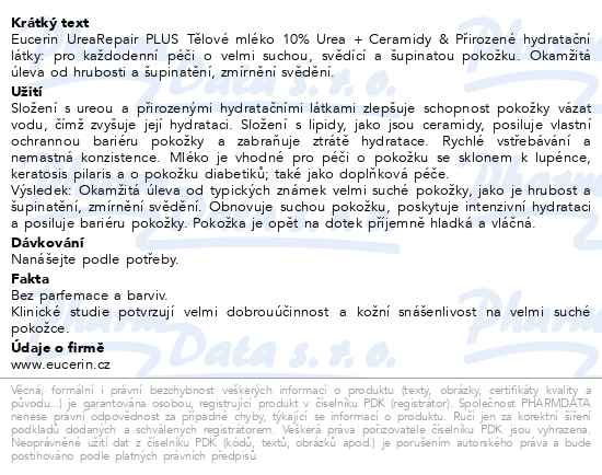 Příbalový leták - EUCERIN UreaRepair PLUS tělové mléko 10%Urea 400ml
