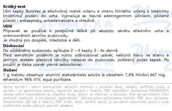Příbalový leták - BuroVax ušní kapky 20g