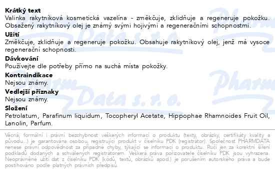 Příbalový leták - Vazelína rakytníková kosmetická Valinka 50ml
