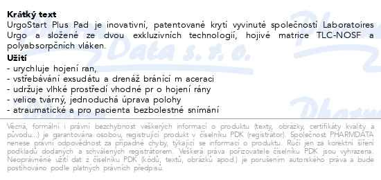 Příbalový leták - UrgoStart plus Pad krytí lipidok.NOSF 10x12cm 10ks