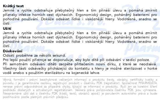 Příbalový leták - Microlife Elektrická odsávačka nosních hlenů BC 50