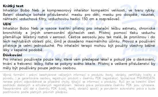 Příbalový leták - Biotter BOBO-NEB inhalátor kompre.s příslušenstvím