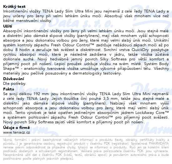 Příbalový leták - TENA Lady Slim Ultra Mini 28ks