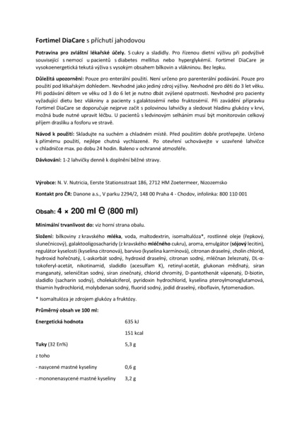 Příbalový leták (SUKL) - Fortimel DiaCare s příchutí jahodovou por.sol.4x200ml