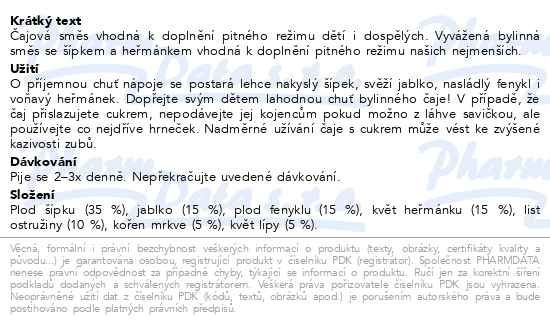 Příbalový leták - LEROS Dětský čaj bylinný 20x1.8g