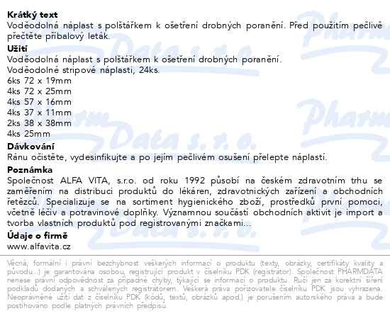Příbalový leták - FIXAplast FIRST AID Aqua náplast mix 24ks