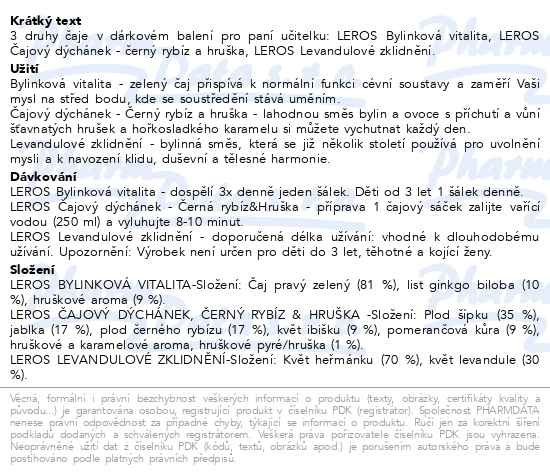 Příbalový leták - LEROS Děkuji za krásný školní rok 3x20 sáčků