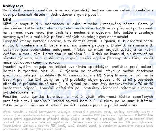 Příbalový leták - VITAMIN STATION Rychlotest Lymská borelióza